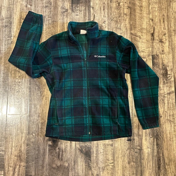 Columbia Men’s Medium Green and Navy Fleece Full Zip Jacket. - Picture 1 of 6